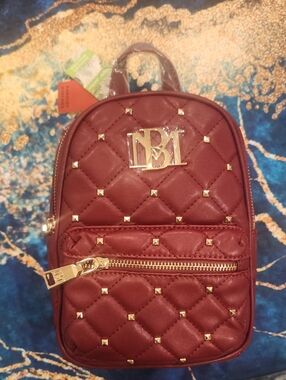 Badgley Mischka Quilted Mini Backpack - Burgundy